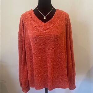 Cozy burnt orange Women's long sleeve v-neck top